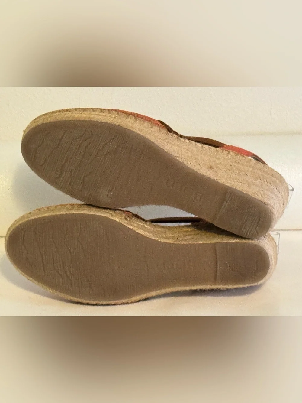 Born Coral and Brown Suede Espadrille Slingback Espadrille Sandals 3 Inch Size 9